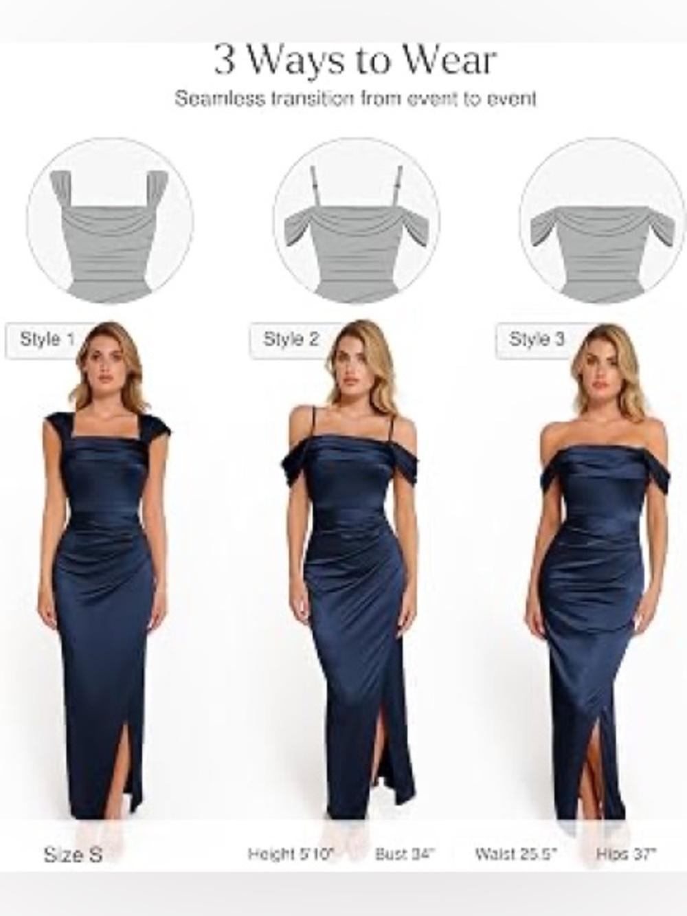 Popilush Shapewear Off Shoulder Shine Ruched Sculpting Maxi Dress - Picture 3 of 13